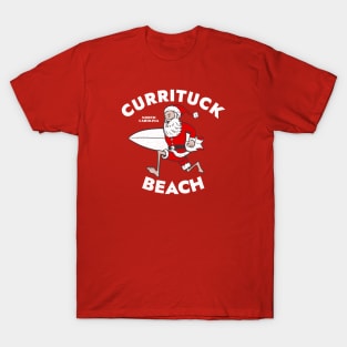 Currituck Beach, NC Christmas Vacationing Skiing Santa T-Shirt